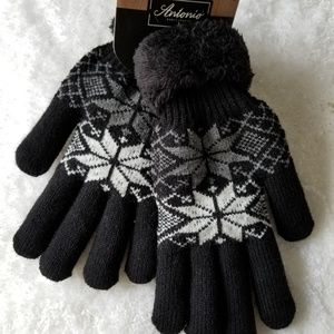 Antonio Knitted Fleece Line Gloves with faux fur